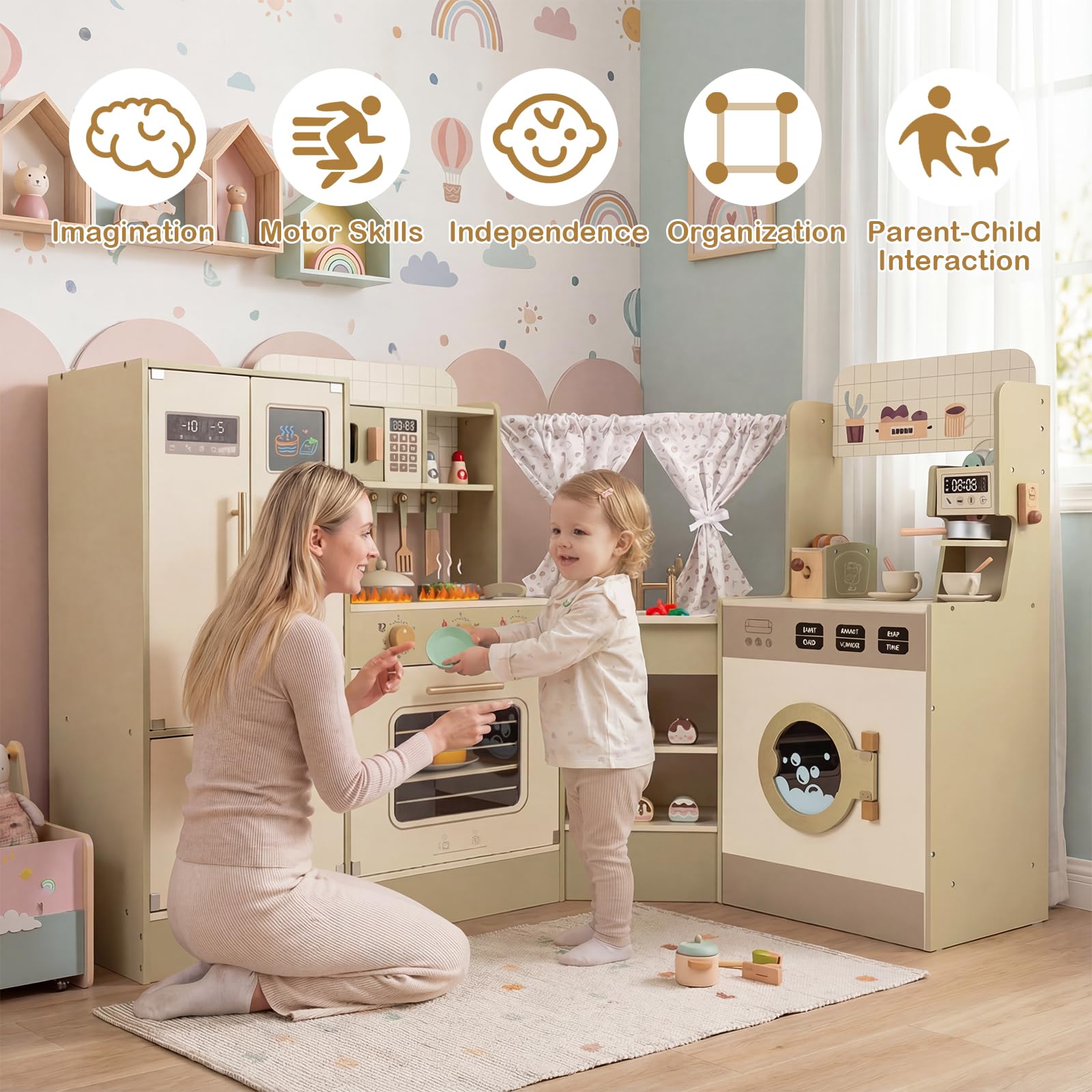 Wooden Corner Play Kitchen