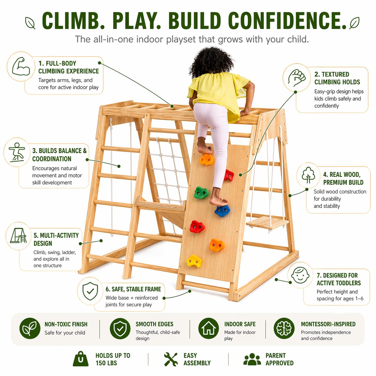 6-in-1 Wooden Jungle Gym
