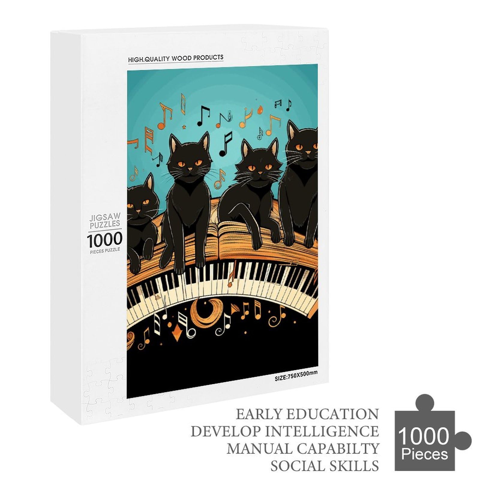 Black Cats Wooden Jigsaw Puzzle