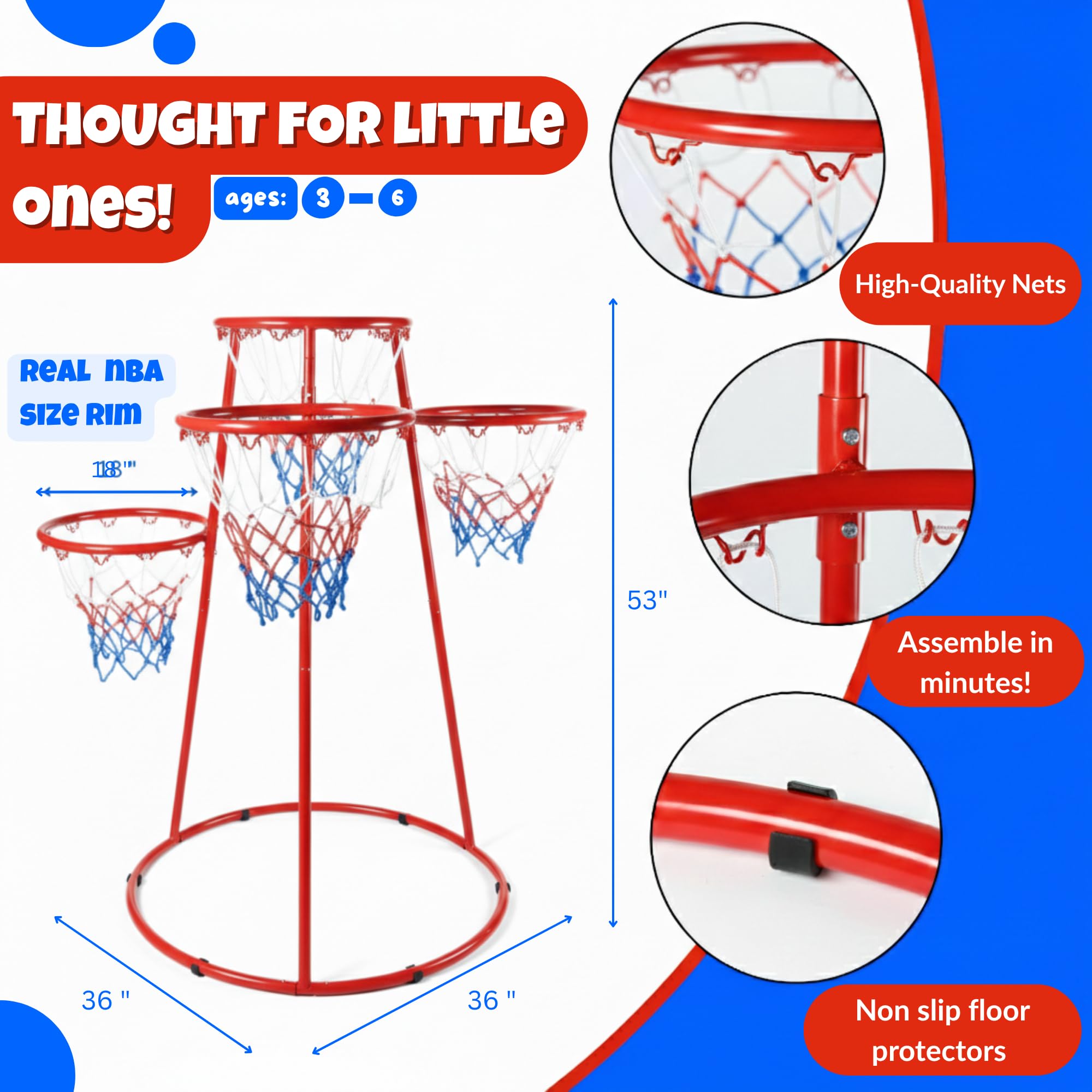 4-Hoop Toddler Basketball Set