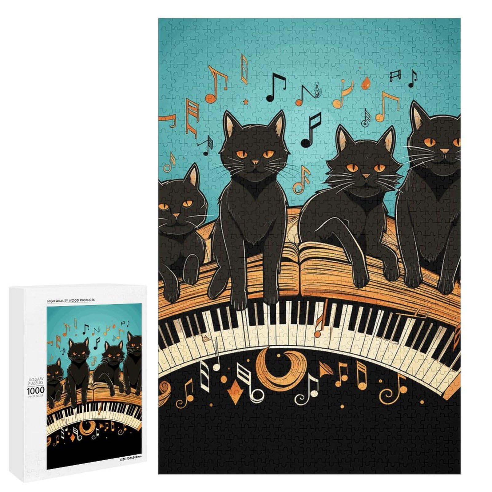 Black Cats Wooden Jigsaw Puzzle