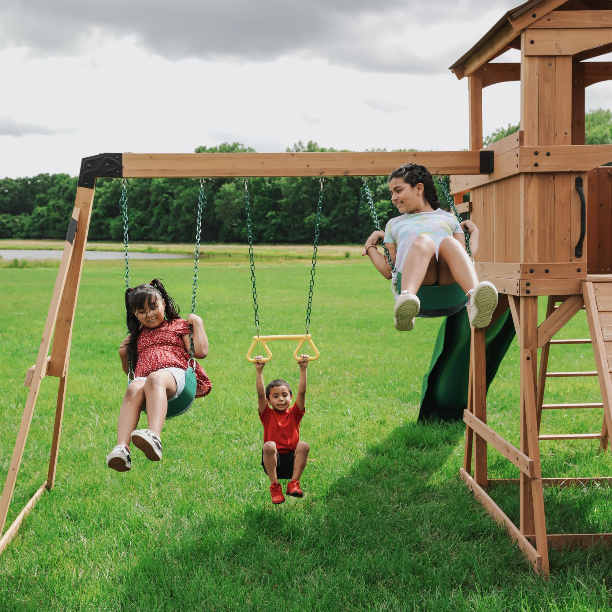 Outdoor Playset with Slides & Swings