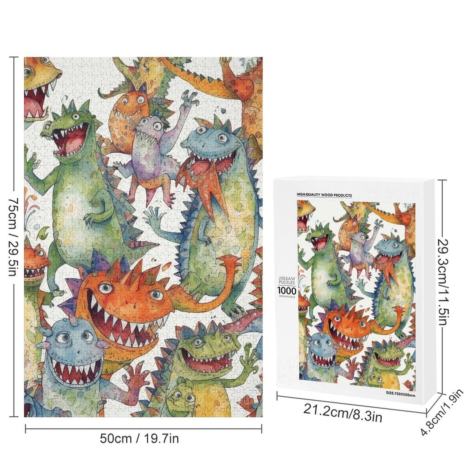 Colorful Monsters Wooden Puzzle