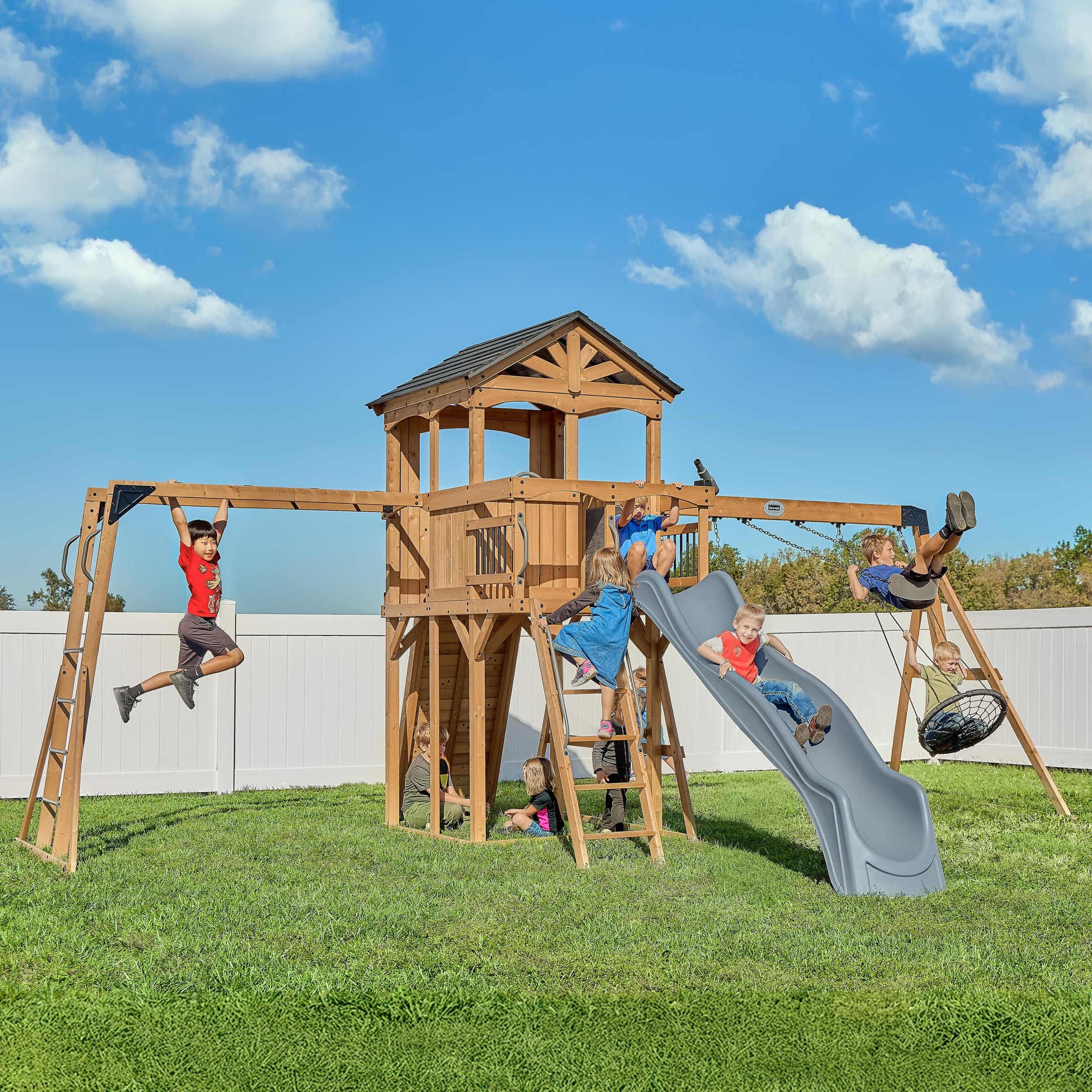 Outdoor Playset with Slides & Swings