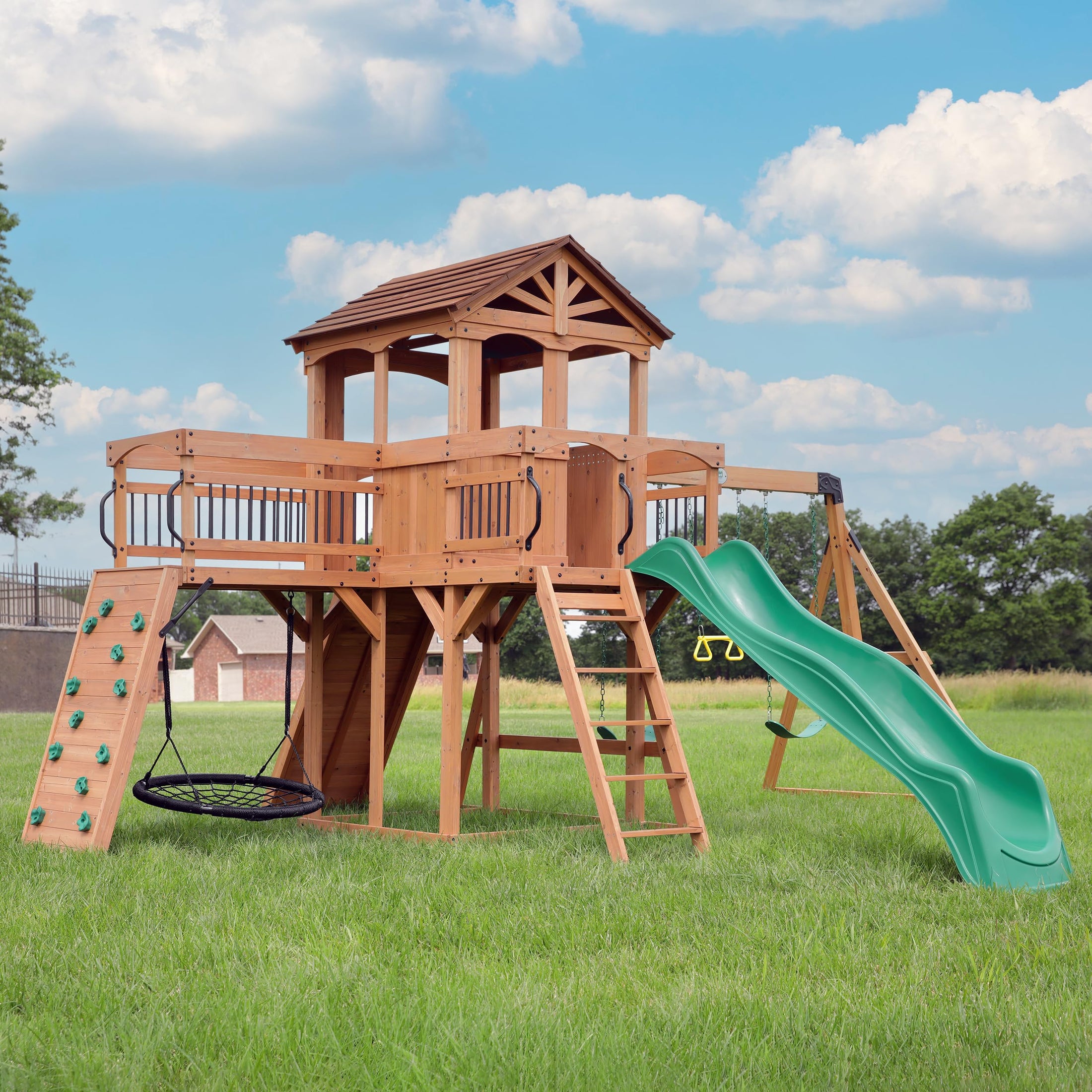 Outdoor Playset with Slides & Swings