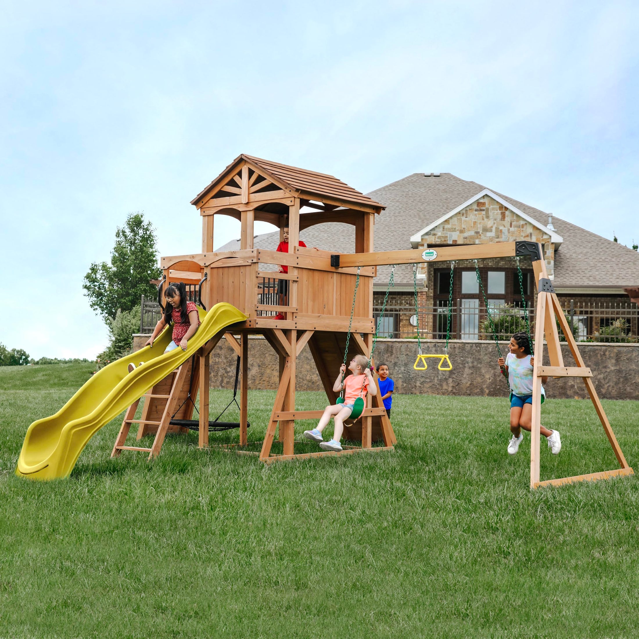 Outdoor Playset with Slides & Swings