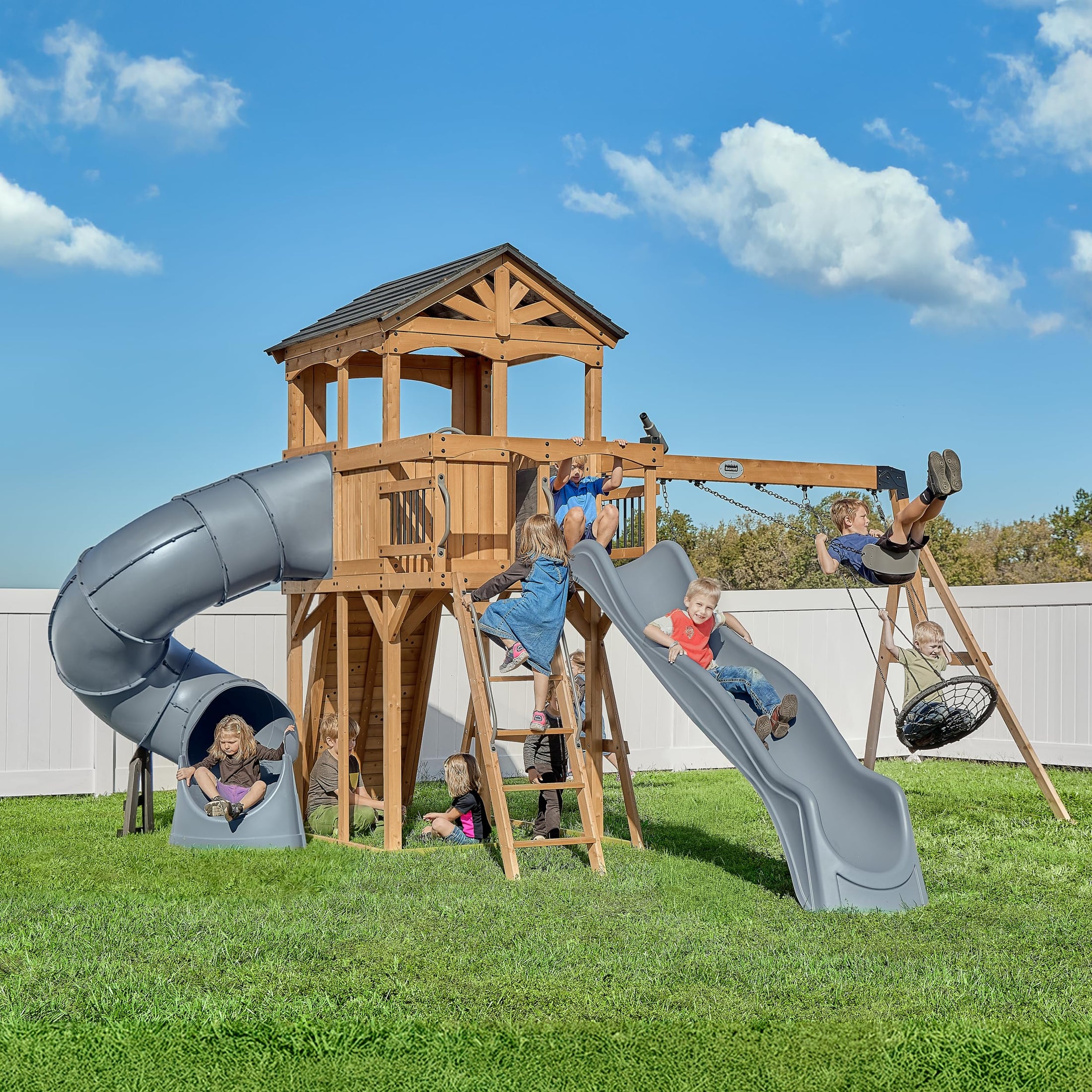 Outdoor Playset with Slides & Swings